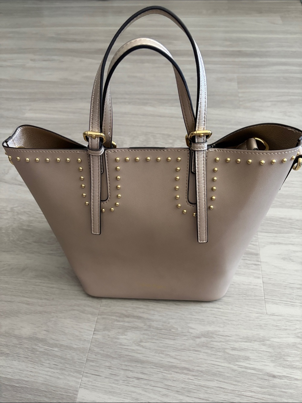 Calvin Klein Toni Taupe with Gold Studs 2-in-1 Tote